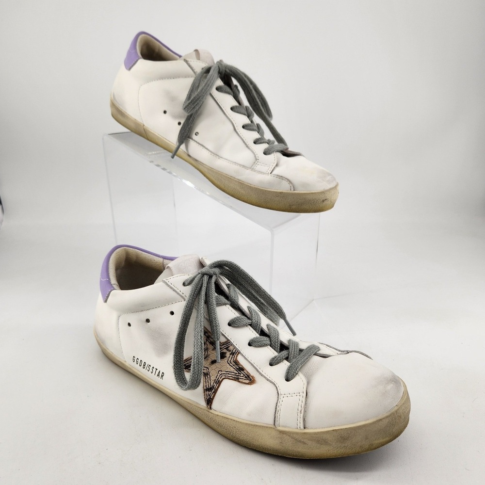 Golden‎ Goose Superstar Sneakers Women 41 White Purple Distressed Leather Italy